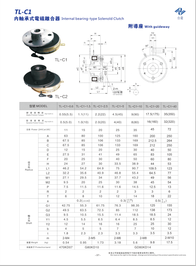 內(nèi)軸承式電磁離合器型號(hào)規(guī)格尺寸參數(shù)圖